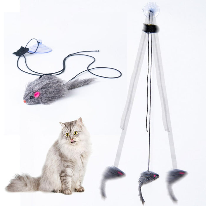 Hängande Mus med Sugpropp - Kattleksak