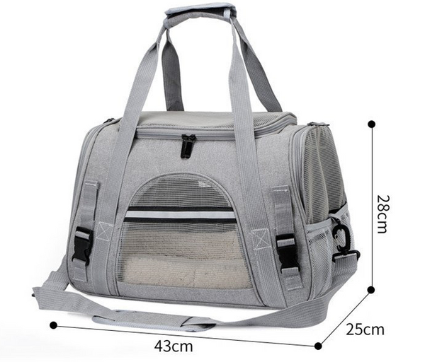 transportväska bärväska reseväska för katter. Kan användas på flygplan eller vetrinärbesök.. Grå med mått